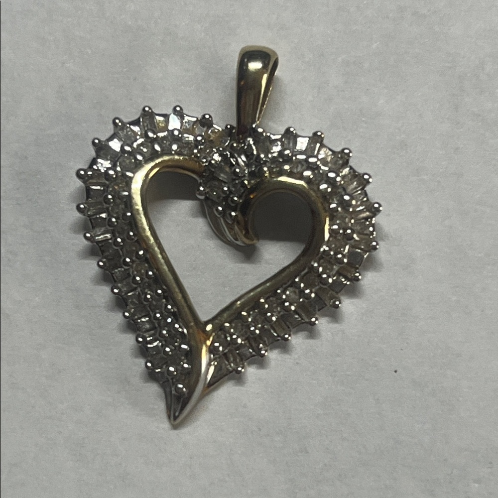 10K Gold and Silver Heart Necklace